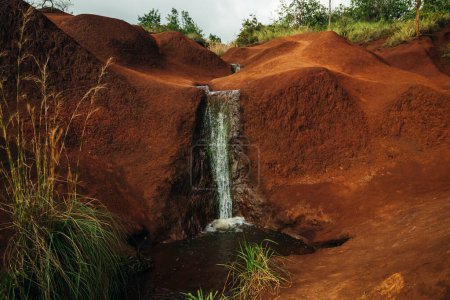 The famous Red Dirt Falls, a cascading waterfall in Waimea Canyon State Park. kauai, hawaii. High quality photo
