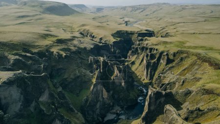 Photo for Icelandic green hills and panoramas. Fjadrargljufur canyon. High quality photo - Royalty Free Image