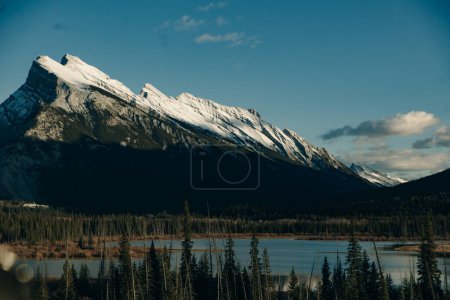 Mount Rundle Reflection on Vermilion Lake, Banff, Canadian Rockies. High quality photo