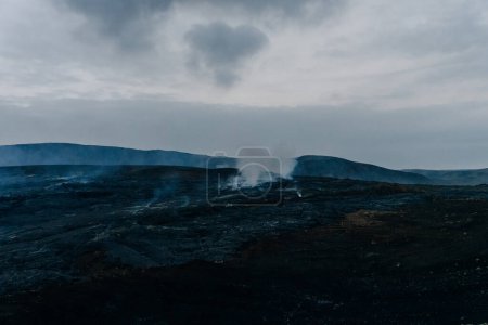 Fagradalsfjall, Iceland - June, 2021: volcano eruption near Reykjavik, Iceland. High quality photo