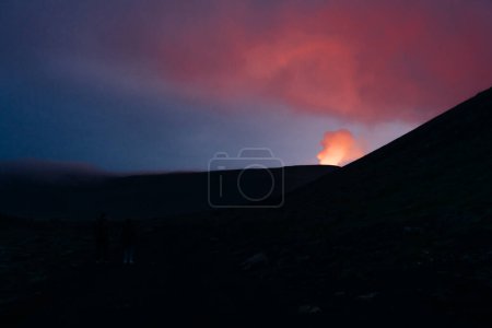 Fagradalsfjall, Iceland - June, 2021: volcano eruption near Reykjavik, Iceland. High quality photo