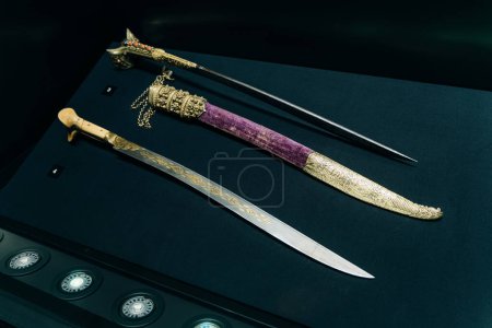 Photo for Antique Ottoman Sword from weapons collection in Istanbul Topkapi Palace. turkey - sep 2022. High quality photo - Royalty Free Image