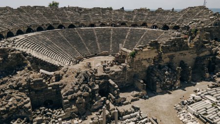 Photo for The Ancient City of Side. Port. Peninsula. Turkey. Manavgat. Antalya. The largest amphitheater in Turkey. . High quality photo - Royalty Free Image