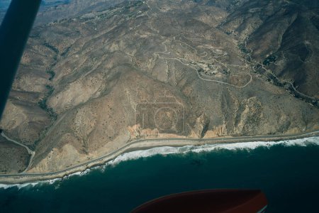 Aerial view of Leo Carrillo State Park and Pacific Coast Highway in Malibu, California. High quality photo