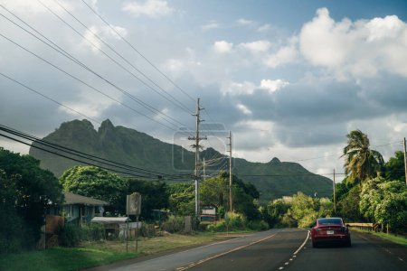 Foto de Autopista a través de un exuberante bosque tropical en Kauai, Hawai. Foto de alta calidad - Imagen libre de derechos