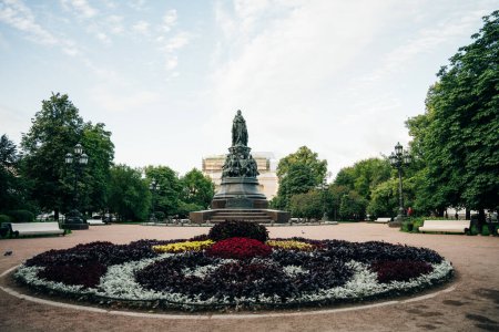 Monument to Catherine II near Alexandrinsky Theater - St. Petersburg Russia - may 2023. High quality photo