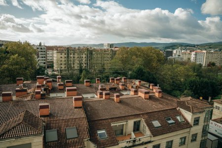 View of the Redondela town, Pontevedra, Galicia, northwestern Spain. High quality photo