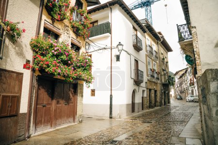LEON, SPAIN - may 2023 Overview of Villafranca del Bierzo village and its buildinhgs. High quality photo