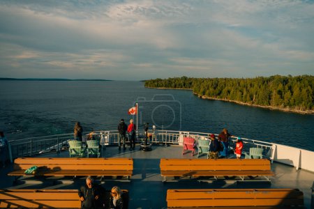 Photo for South Baymouth, On, Canada-July 2022 -Chi-Cheemaun ferry arriving in South Baymouth from Tobermory. High quality photo - Royalty Free Image