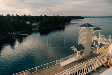 South Baymouth, On, Canada-July 2022 -Chi-Cheemaun ferry arriving in South Baymouth from Tobermory. High quality photo