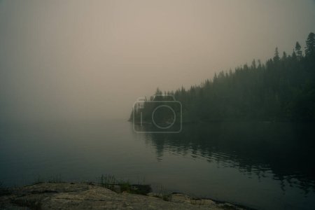 Foggy wawa lake in Northern Ontario near Wawa, Canada. High quality photo
