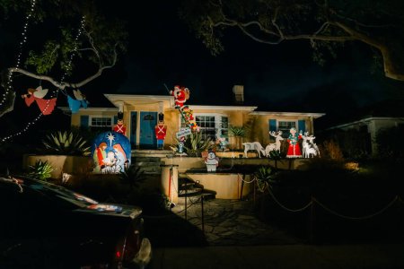 Photo for Los Angeles, usa - dec 2022 Beautiful christmas decoration of American style house. High quality photo - Royalty Free Image