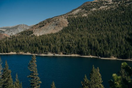 Beautiful Tenaya lake and mountains reflection, Yosemite National park. High quality photo