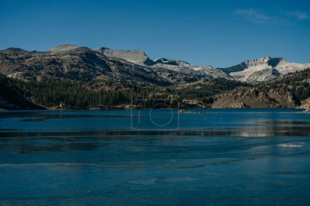 Beautiful Tenaya lake and mountains reflection, Yosemite National park. High quality photo