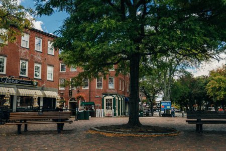 Foto de PORTSMOUTH, NH, USA - AGO. 2022 Edificios históricos en el centro de Portsmouth, New Hampshire, USA. Foto de alta calidad - Imagen libre de derechos