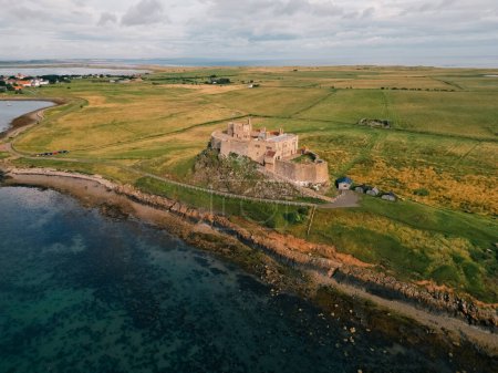 Lindisfarne Castle on the Northumberland coast, England . High quality photo