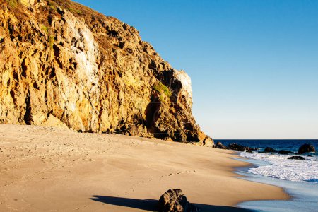Dume Cove Malibu, Zuma Beach, emerald and blue water in a quite paradise beach surrounded by cliffs. High quality photo