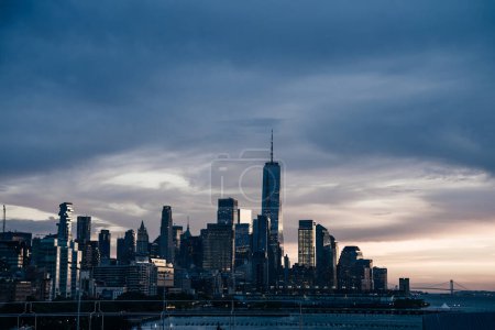 Manhattan, New York, USA - Sep, 2th 2022 Manhattan from Little Island Park at sunset. High quality photo