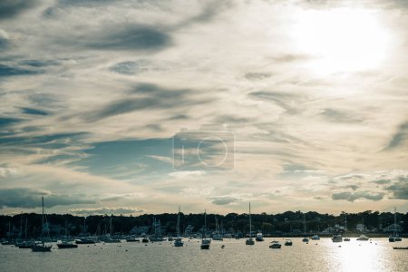 Scituate Harbor overlooks a breakwater in Massachusetts - oct, 2022. High quality photo