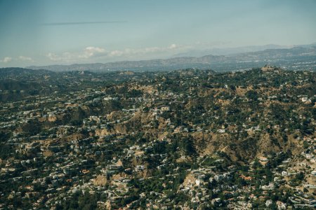 aerial view of hills in Los Angeles California. High quality photo