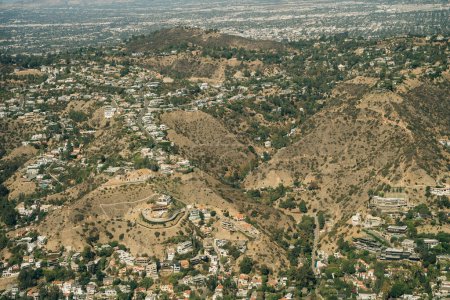 aerial view of hills in Los Angeles California. High quality photo