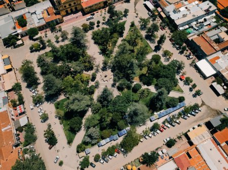 Top view of the city, streets and houses with tiled roofs. Salta, Argentina. High quality photo