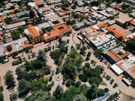 Top view of the city, streets and houses with tiled roofs. Salta, Argentina. High quality photo