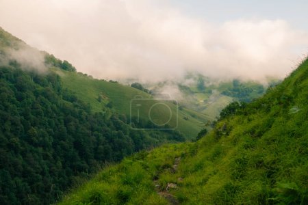 hiking trail in the Pyrenees mountains, Spain. High quality photo