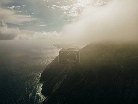 Photo for An aerial shot of the Eastern tip of Island of Madiera, an island in the middle of Atlantic, Portugal - Royalty Free Image