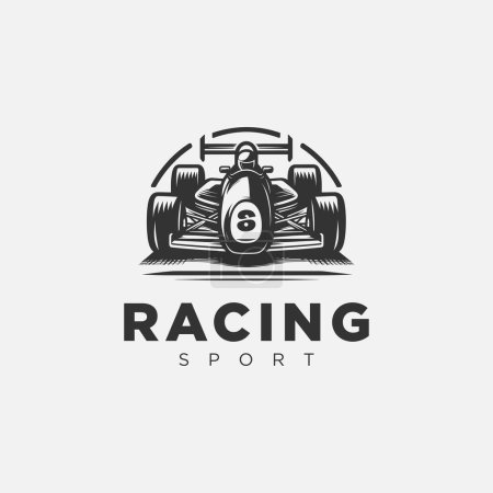 Illustration for Car racing logo design, in monochrome style, black and white - Royalty Free Image