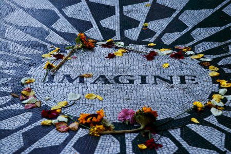 Details of Strawberry Fields memorial dedicated to the memory of John Lennon, who was murdered in this very nice side of the Central Park in 1981.