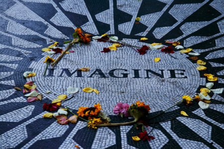 Photo for Details of Strawberry Fields memorial dedicated to the memory of John Lennon, who was murdered in this very nice side of the Central Park in 1981. - Royalty Free Image