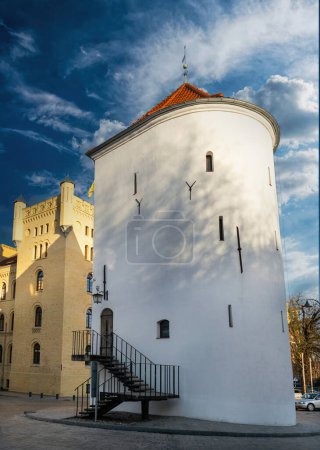 Ancient teutonic fort in Gdansk. White tower and Brick gothic medieval architecture