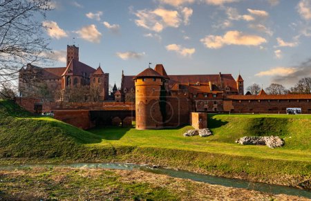 Malbork, Poland - March 02, 2024: Medieval capital of the Teutonic Knights, gothic brick castle Malbork in Poland. Popular tourist attraction and UNESCO heritage site