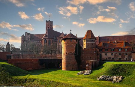 Malbork, Poland - March 02, 2024: Medieval capital of the Teutonic Knights, gothic brick castle Malbork in Poland. Popular tourist attraction and UNESCO heritage site