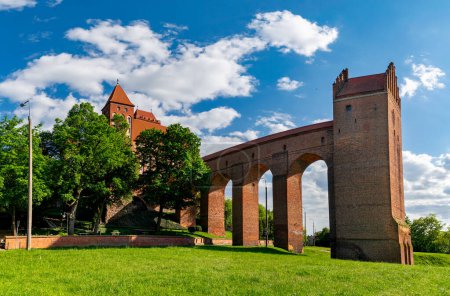 Kwidzyn, Poland - May 18, 2024: Beautiful view of the ancient brick gothic medieval castle of the teutonic order knights in Kwidzyn. Ancient Prussian town Marienwerder