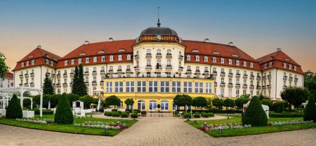 Sopot, Poland - June  23, 2024: Beautiful historical building of the Grand Hotel in Sopot. Old Pomeranian architecture, famous travel destination on the Baltic Sea