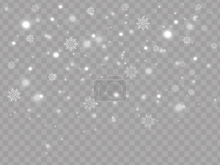 Téléchargez les illustrations : Fond d'hiver avec étoiles et flocons de neige sur fond transparent - en licence libre de droit