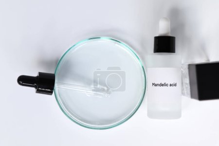 Photo for Mandelic acid in a bottle, chemical ingredient in beauty product, skin care products - Royalty Free Image