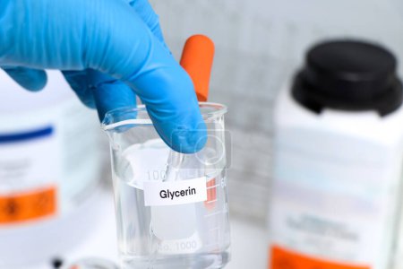 glycerin in glass, chemical in the laboratory and industry