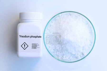 trisodium phosphate in bottle , chemical in the laboratory and industry, Chemicals used in the analysis