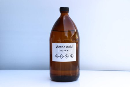 Photo for Acetic acid in bottle , chemical in the laboratory and industry, Chemical used in the analysis - Royalty Free Image