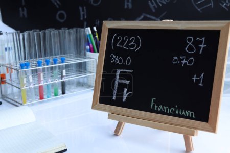 Photo for Francium and symbol structural formula chemical on the blackboard, Chemistry in the classroom - Royalty Free Image