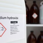 sodium hydroxide, Hazardous chemicals and symbols on containers, chemical in industry or laboratory 