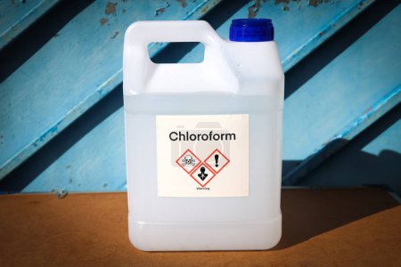 chloroform in bottle , chemical in the laboratory and industry, Chemical used in the analysis
