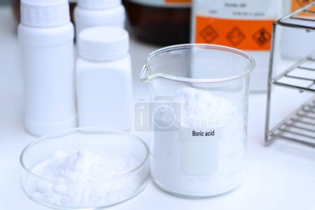 Boric acid in chemical container , chemical in the laboratory and industry, Raw materials used in production or analysis