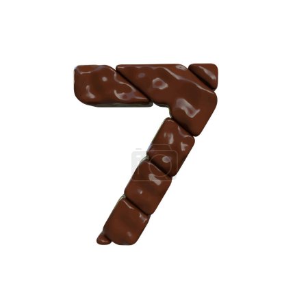 Ilustración de Chocolate 3d símbolo hecho de barras diagonales. número 7 - Imagen libre de derechos