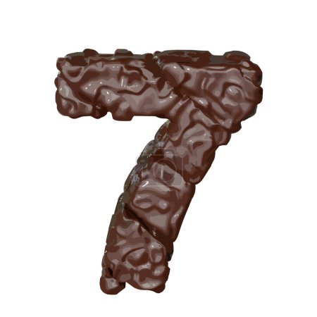 Ilustración de El símbolo 3d hecho de chocolate. número 7 - Imagen libre de derechos