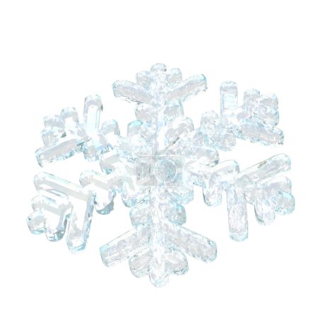 Transparente 3D-Schneeflocke aus Eis