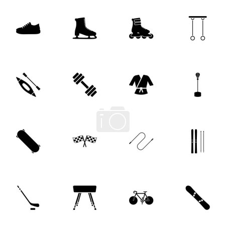 Ilustración de Icono deportivo - Ampliar a cualquier tamaño - Cambiar a cualquier color. Perfect Flat Vector Contiene iconos como hockey, roller, rollerblade, kayak, karate, dance, bike, flag, judo, skate, canoe, ski, dumbbell - Imagen libre de derechos